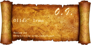 Ollé Irma névjegykártya